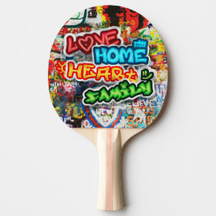 Funky Colourful Streetart Graffiti Love Home Heart Ping Pong Paddle