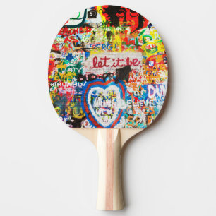 Funky Colourful Streetart Graffiti Love Home Heart Ping Pong Paddle
