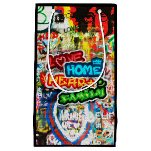 Funky Colourful Streetart Graffiti Love Home Heart Small Gift Bag