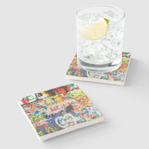 Funky Colourful Streetart Graffiti Love Home Heart Stone Coaster