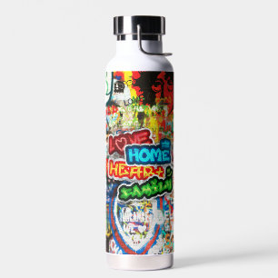 Funky Colourful Streetart Graffiti Love Home Heart Water Bottle