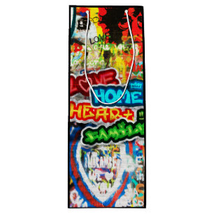 Funky Colourful Streetart Graffiti Love Home Heart Wine Gift Bag