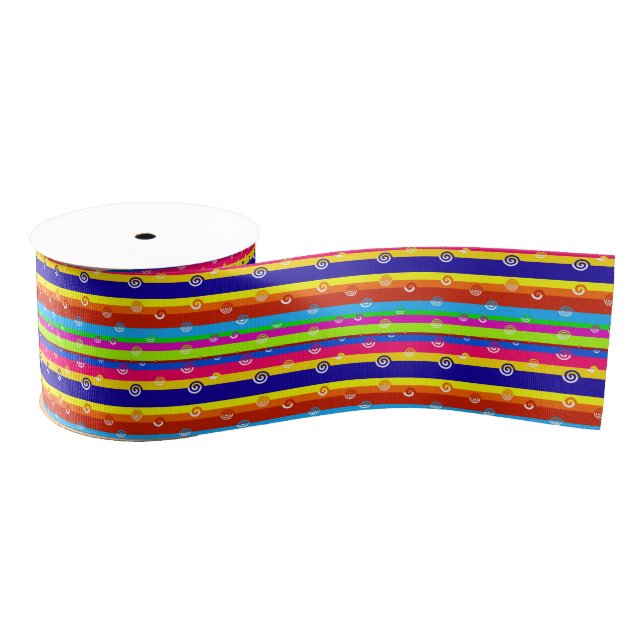 Funky Colourful Stripes Grosgrain Ribbon (Spool)