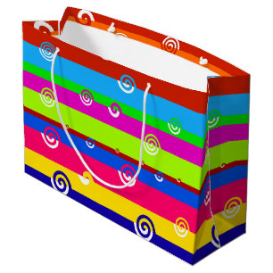 Funky Colourful Stripes Large Gift Bag