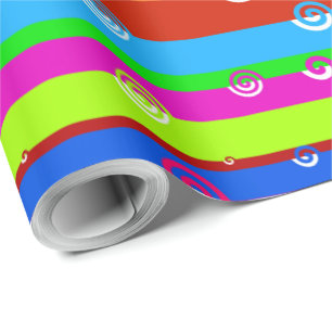 Funky Colourful Stripes Wrapping Paper