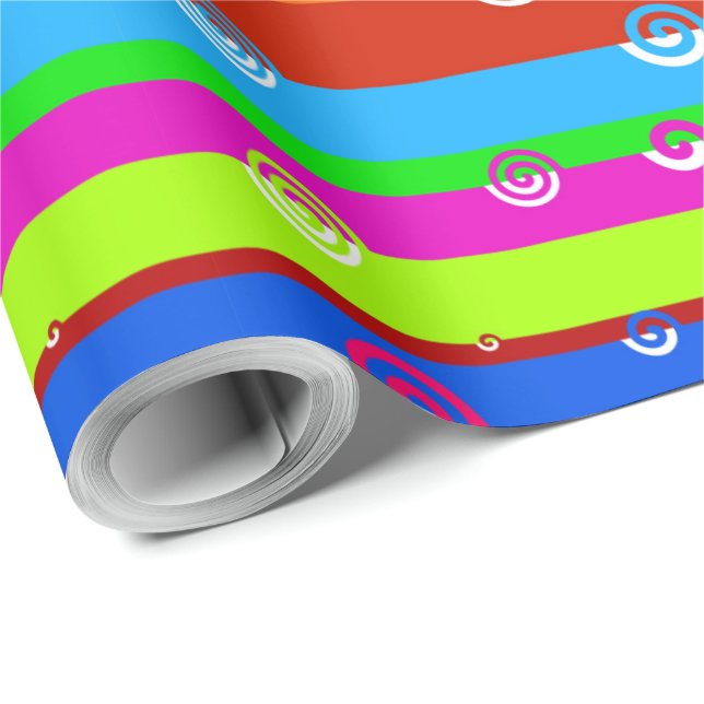 Funky Colourful Stripes Wrapping Paper (Roll Corner)