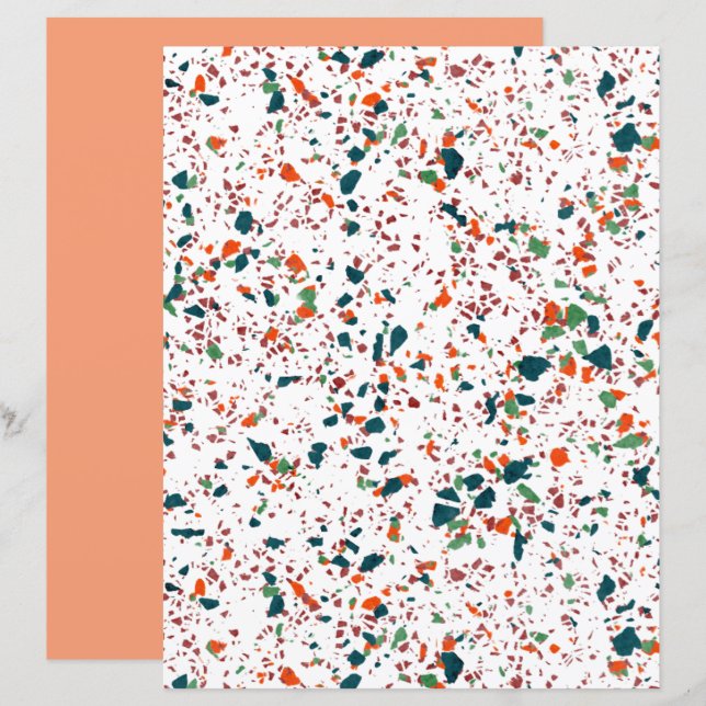 Funky Colourful Terrazzo Art Scrapbook Paper (Front/Back)