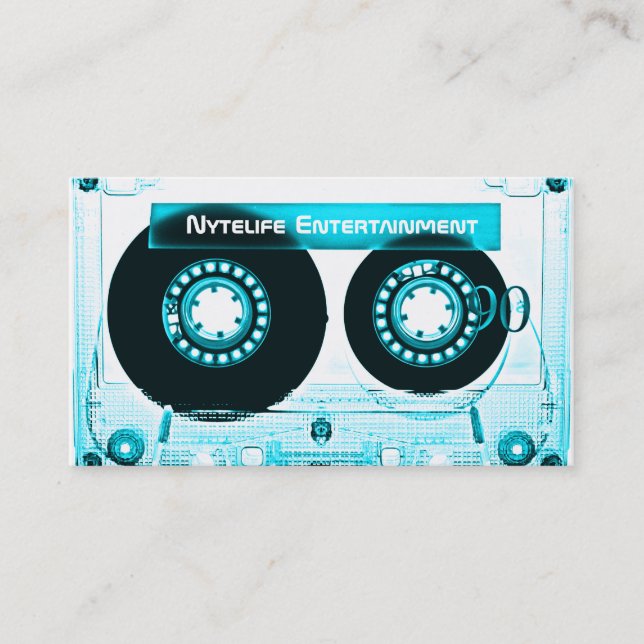 Funky Cool Aqua Mixtape Business Card (Front)