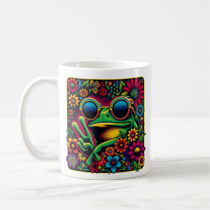 Funky Cool Frog Peace Sign Coffee Mug