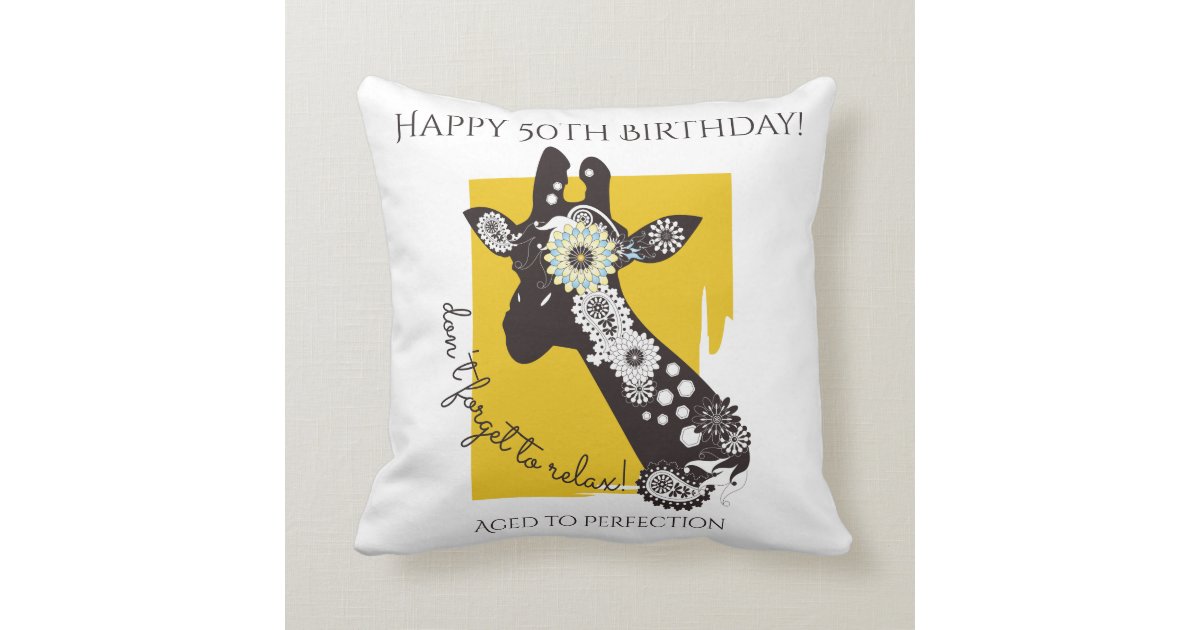 Funky Cool Funny Giraffe Birthday Personalised Cushion | Zazzle.com.au