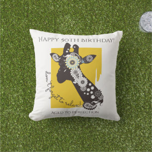 Funky Cool Giraffe Birthday Cushion