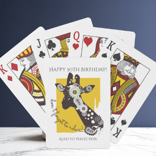 Funky Cool Giraffe Funny Birthday Playing Cards