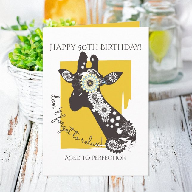 Funky Cool Giraffe Inspirational Birthday Card (Creator Uploaded)