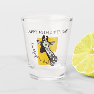 Funky Cool Giraffe Inspirational Birthday Shot Glass