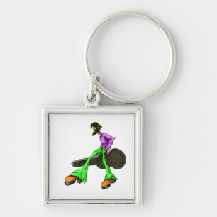 Funky Cool Guitar Disco Comic Character Key Ring