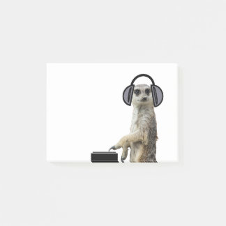 Funky cool meerkat dj post-it notes