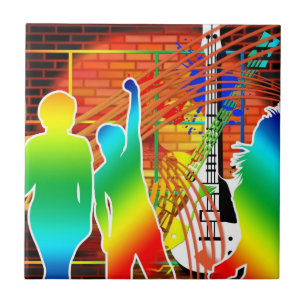 Funky Cool Music Dance Pop Art Design Tile