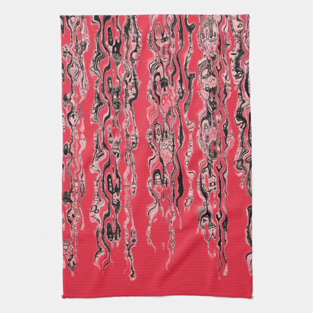 Funky Cool Pink Red Pattern Tea Towel (Vertical)