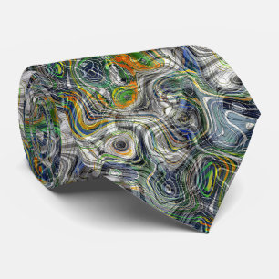 Funky Cool Retro Chic Fractal Marble Pattern Tie