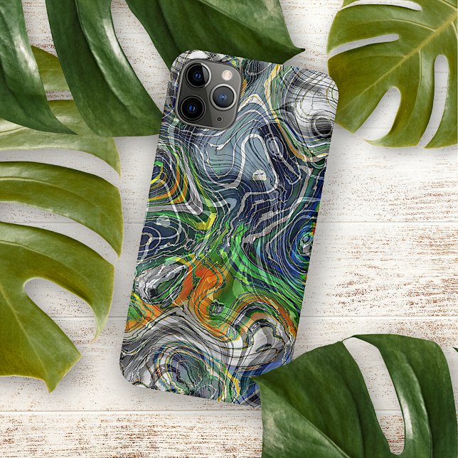 Funky Cool Retro Chic Fractal Marbled Art Pattern iPhone Case (Creator Uploaded)
