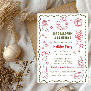 funky Coquette Whimsical Christmas Party Invitation