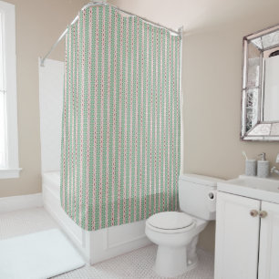 Funky Cottagecore Boho Christmas Stripe Pattern Shower Curtain
