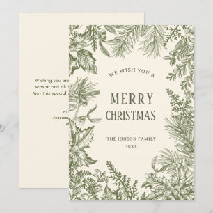 Funky Country Retro Boho Christmas Wreath Holiday Card