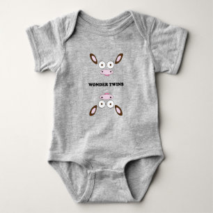 Funky cow themed Mooja "Wonder Twins" Baby Bodysuit