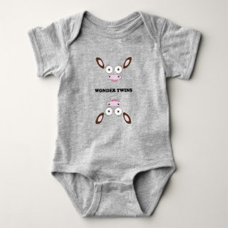 Funky cow themed Mooja "Wonder Twins" Baby Bodysuit