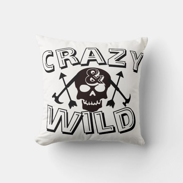 Funky Crazy & Wild Arrow Hammer Skull Cushion (Front)