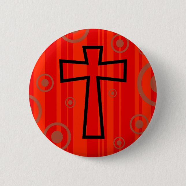 Funky Cross 6 Cm Round Badge (Front)