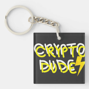 Funky Crypto Dude Energy Power Sign Key Ring