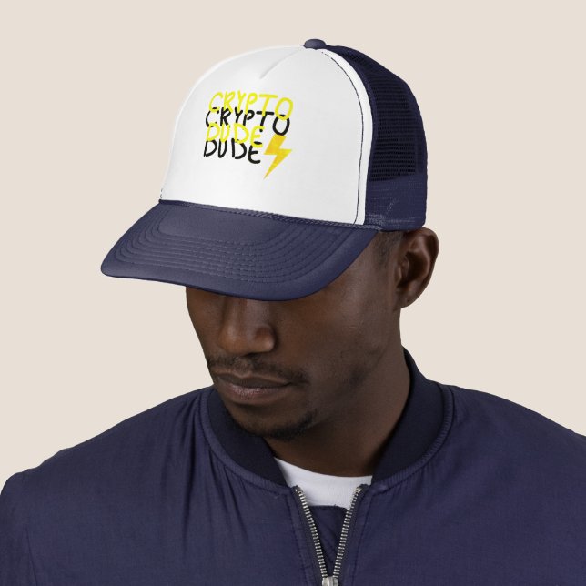 Funky Crypto Dude Energy Power Sign Trucker Hat (In Situ)
