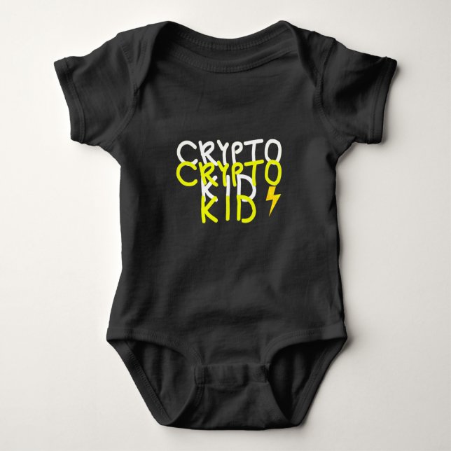 Funky Crypto Kid Energy Power Sign Baby Bodysuit (Front)