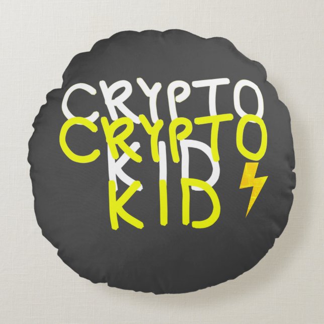 Funky Crypto Kid Energy Power Sign Round Cushion (Front)