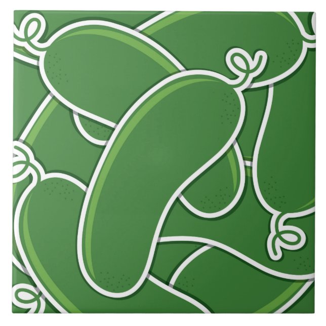 Funky cucumber ceramic tile (Front)