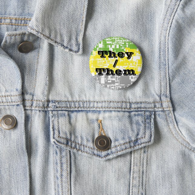 Funky Customisable Pronoun Lithromantic Pride Flag 6 Cm Round Badge (In Situ)