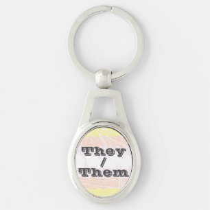 Funky Customisable Pronoun Pangender Pride Flag Key Ring