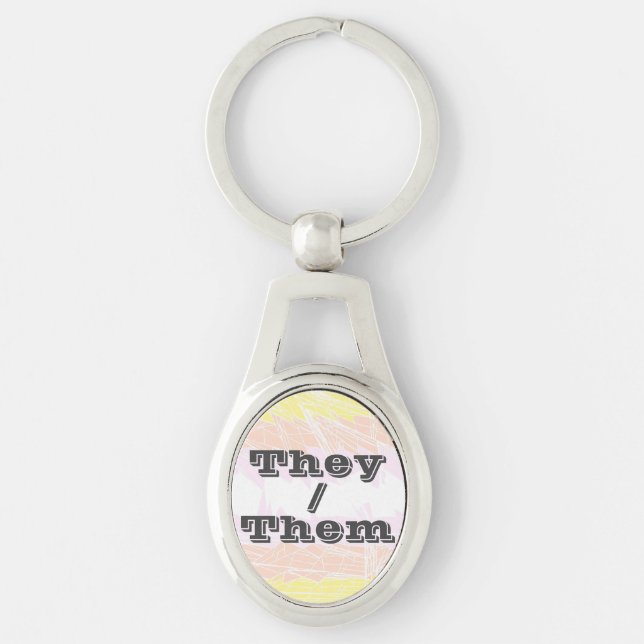 Funky Customisable Pronoun Pangender Pride Flag Key Ring (Front)