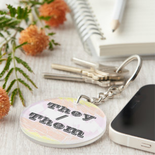 Funky Customisable Pronoun Pangender Pride Flag Key Ring