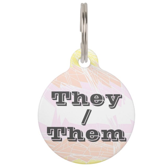 Funky Customisable Pronoun Pangender Pride Flag Pet Tag (Front)