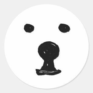 Funky Cute Bear Dog Face Sketch Classic Round Sticker