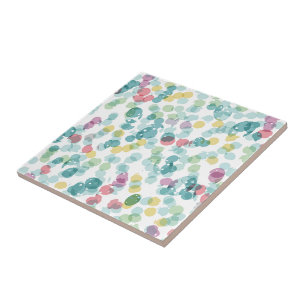 Funky Cute Colourful Happy Summer Polkadots Ceramic Tile