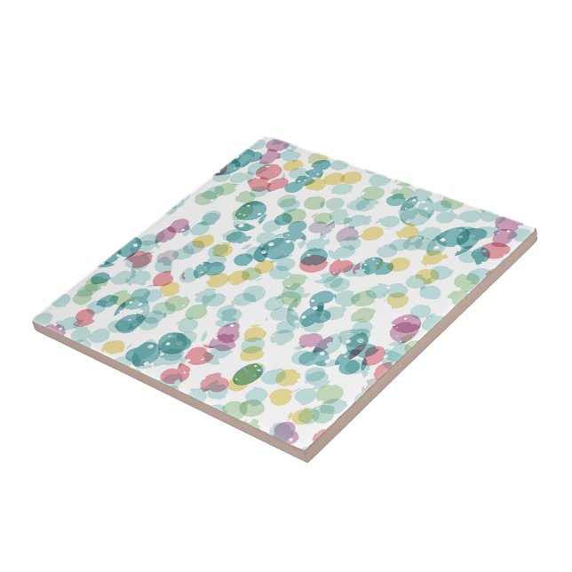 Funky Cute Colourful Happy Summer Polkadots Patter Ceramic Tile (Side)