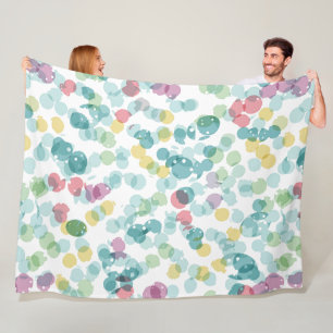 Funky Cute Colourful Happy Summer Polkadots Patter Fleece Blanket