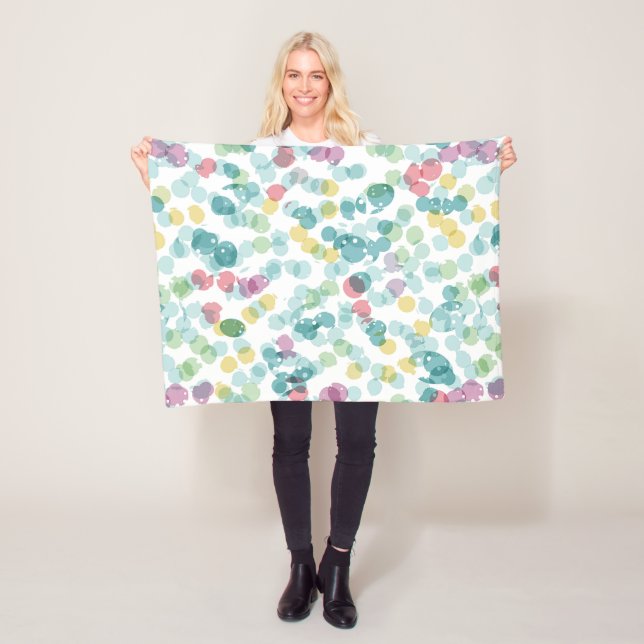 Funky Cute Colourful Happy Summer Polkadots Patter Fleece Blanket (In Situ)