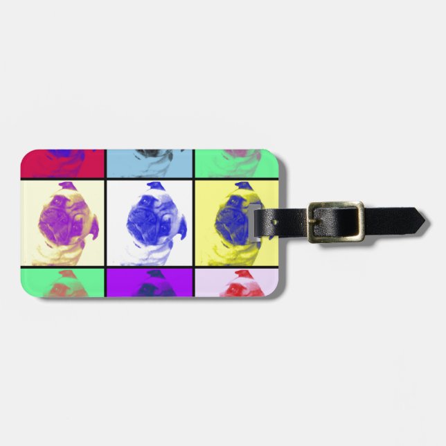 Funky Cute Pug Luggage Tag (Front Horizontal)