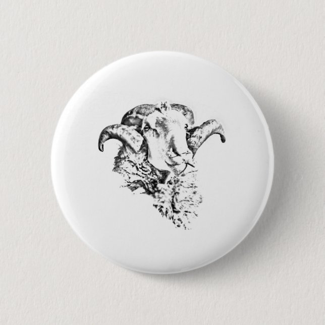 Funky Cute Sheep Ram 6 Cm Round Badge (Front)