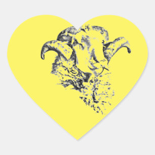 Funky Cute Sheep Ram Heart Sticker