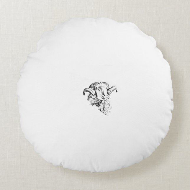 Funky Cute Sheep Ram Round Cushion (Front)